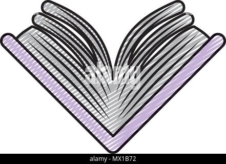 doodle open book front board papers information Stock Vector