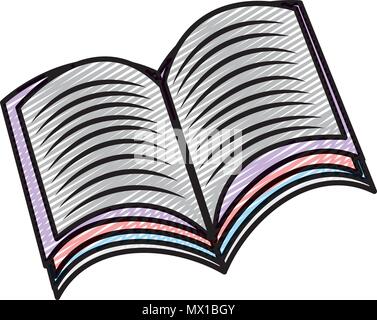 doodle open book education papers style Stock Vector