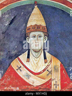 .  English: Pope Innocent III wearing a Y-shaped pallium.  . circa 1219. unknown Artist (13. Cent.) 298 Innozenz3 Stock Photo