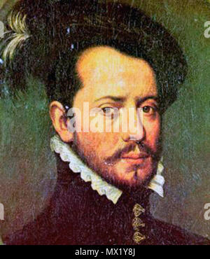 . Contemporary painting of Spanish . Anonymous 144 Cortes Stock Photo