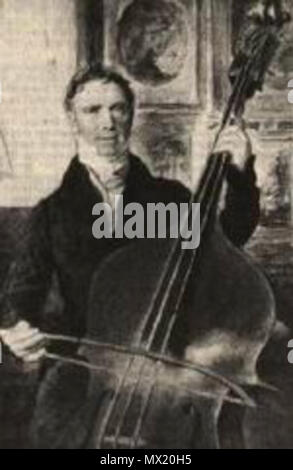 . English: Domenico Dragonetti with his three-string double bass ...
