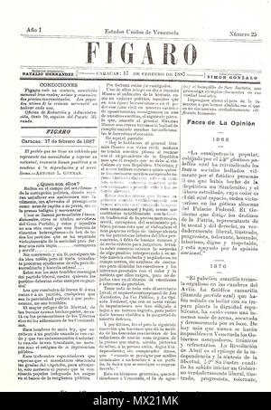 . Español: Prensa Venezolana del siglo XIX: El Figaro 1887 . 1887. Unknown 182 El Figaro 1887 000 Stock Photo