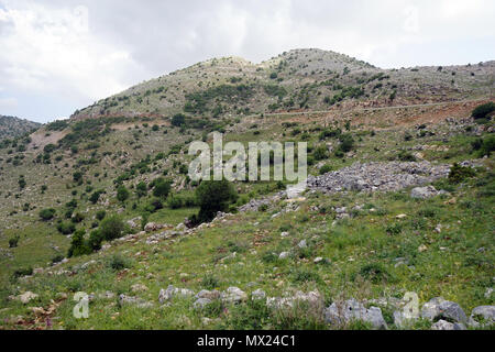 Road on the Hermon mount in Golan Heights in Israel Stock Photo