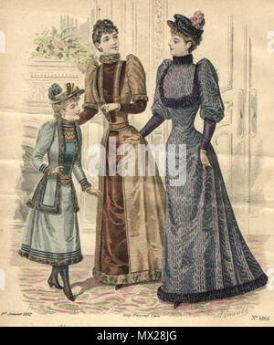 . Fashion plate from Journal Des Demoiselles, 1892 . 1892. This file is lacking author information. 11 1892 fashion plate Stock Photo