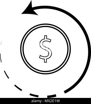 Cashback icon with coin. Guarantee cashback, rebate coin dollar, vector illustration Stock Vector