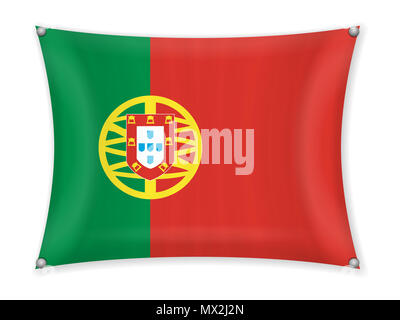 Waving Portugal flag on a white background. Stock Photo