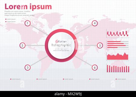 infographic 6 different option banner concept vector template Stock Vector