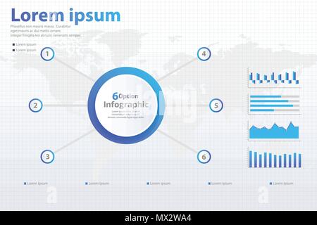 infographic 6 different option banner concept vector template Stock Vector