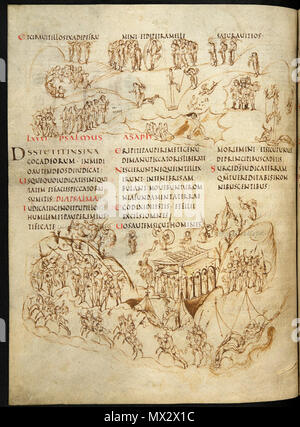 . English: Utrecht Psalter, Utrecht University Library . circa 800. Unknown monks c. 800 624 Utrecht104 Stock Photo