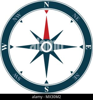 Vector compass rose on white background. Vector compass design Stock Vector