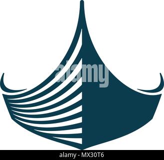 Wooden boat on white background. Vector illustration icons. Stock Vector