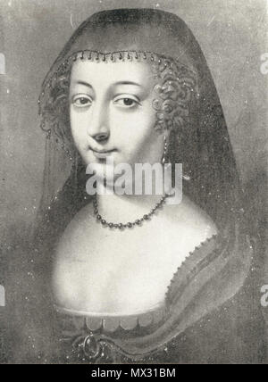 .  English: Portrait of Marie Françoise of Savoy, Mademoiselle d'Aumele, future Queen of Portugal (1646-1683). Polski: Portret Maria Franciszki de Savoie, M-lle d'Aumale, późniejszej królowej portugalskiej (1646-1683). Português: Retrato de Maria Francisca de Savoie, M-lle d'Aumale, futura Rainha de Portugal (1646-1683).  . circa 1666 5 1660s Oil on oak board portrait (now lost) of Maria Francisca of Savoy by an unknown Spanish painter Stock Photo