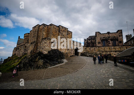 Edinburgh, Scotland - April 27, 2017: View of main building from the inside of the Edinburgh Castle, in Scotland, UK Stock Photo