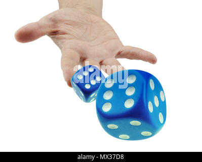 Throwing or rolling dice closeup isolated Stock Photo