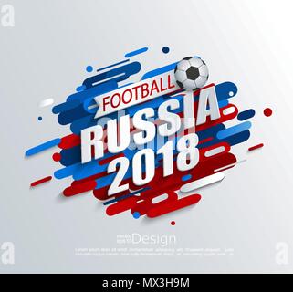 Vector illustration for a football cup 2018 with dynamic background and ball. For the soccer championship.Perfect for design cards, invitations, gift cards, flyers, brochures, banners and so on. Stock Vector