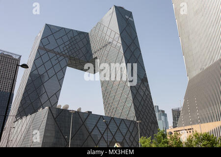 CCTV,Building,Big Pants,Pants,Beijing,Peking,China,Peoples Republic of China,PRC,Chinese,capital,city,Asia,Asian, Stock Photo