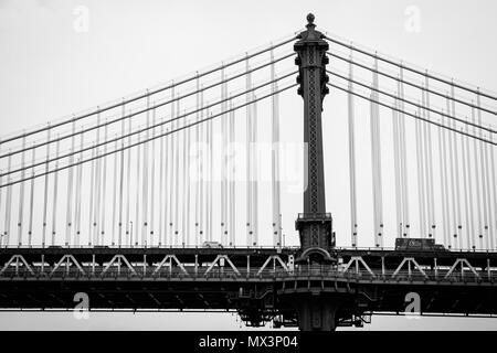 The Manhattan Bridge, seen from DUMBO, in Brooklyn, New York City. Stock Photo