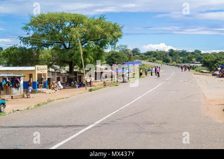 Ngara, Malawi - March 23, 2015: Daily life in a small village of Ngara in Malawi. The village is located at the lake Malawi. Stock Photo