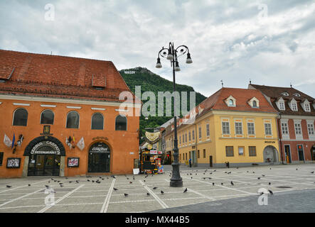 BRASOV, ROMANIA - MAY, 2018. Brasov Council Square ,amazing tourists attraction in Brasov city, Romania. Stock Photo