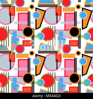 Seamless repeating background from multi-colored geometric shapes Stock Vector