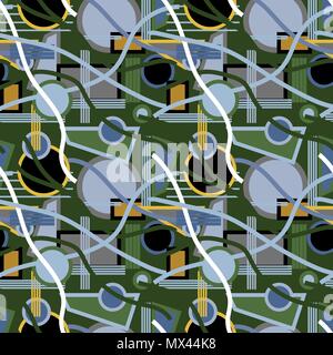 Seamless repeating background from multi-colored geometric shapes Stock Vector