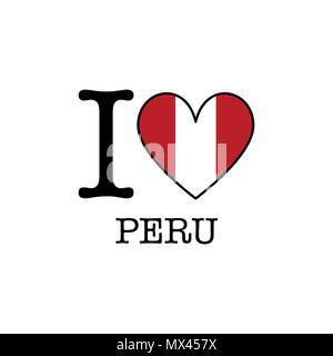 I love Peru. Heart shape national country flag icon Stock Vector
