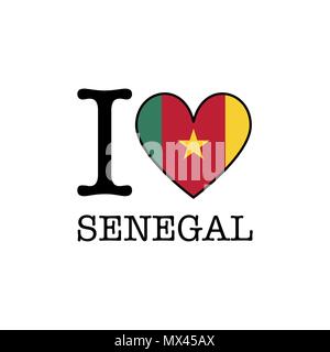 National flag of the Senegal in the shape of a heart and the inscription I  love Senegal. Vector illustration Stock Vector Image & Art - Alamy