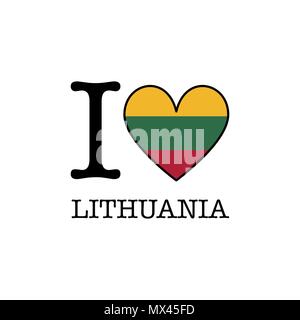 I love Lithuania. Heart shape national country flag icon Stock Vector