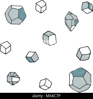 Crystal cube vector texture blue color drawing illustration crystal polyhedron geometric white background Stock Vector
