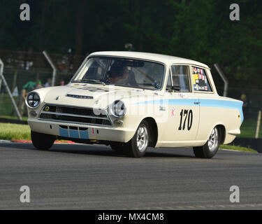 Marcus Jewell, Ford Lotus Cortina, Masters pre-66 touring cars, Masters Historic Festival, Brands Hatch, Sunday 27th May 2018, Brands Hatch, classic c Stock Photo