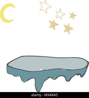 Iceberg stars Moon vector landscape vector illustration drawing shaddy style yellow color blue ice card place text design elements geometric on white  Stock Vector