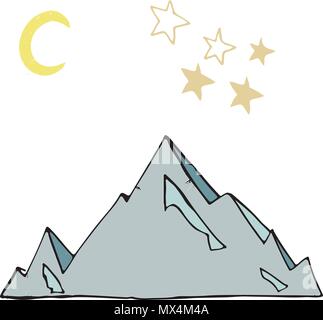 Iceberg stars Moon vector landscape vector illustration drawing shaddy style yellow color blue ice card place text design elements geometric on white  Stock Vector