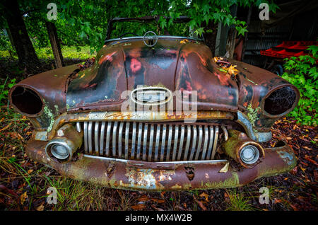 rusting vintage car taken on Pacific Highway, Palmdale, NSW, Australia on 8 January 2018 Stock Photo
