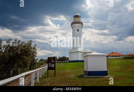 Norah Head lighthouse at Norah Head, NSW, Australia taken on 20 December 2017 Stock Photo