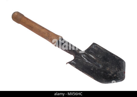 infantry small shovel isolated on white background Stock Photo