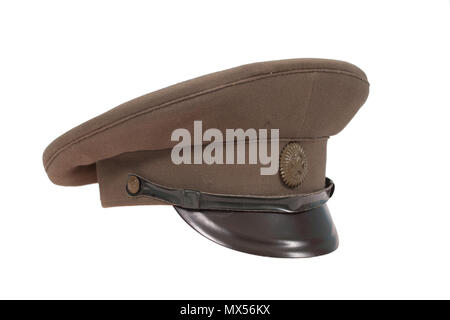 soviet army officer's field cap isolated on white background Stock Photo