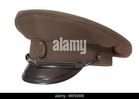 soviet army officer's field cap isolated on white background Stock Photo