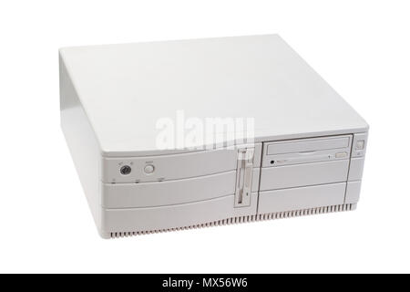 retro desktop case on white background Stock Photo