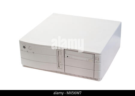 retro computer case on white background Stock Photo
