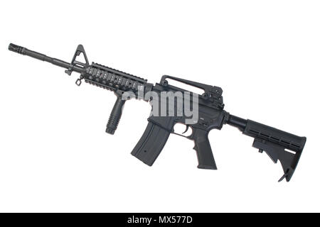 US Army M4A1 carbine isolated on a white background Stock Photo