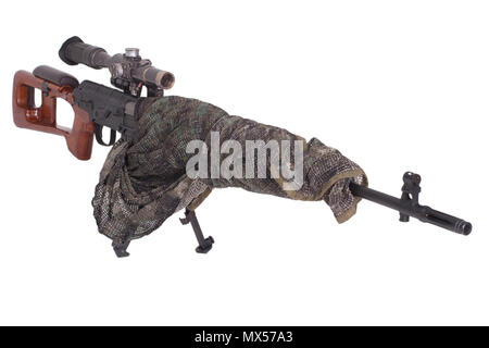 camouflaged sniper rifle with optic sight Stock Photo - Alamy