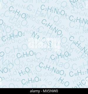 seamless pattern of chemical formulas of drugs Stock Vector