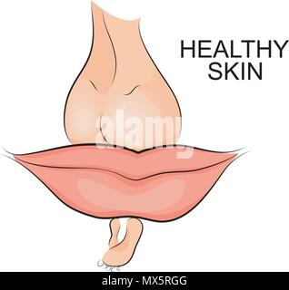 illustration of a female body on a bed in the form of lips Stock Vector