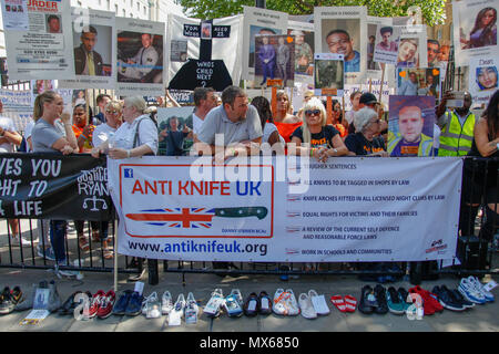 London, UK. 3rd Jun, 2018. Anti-knife crime protest opposite Downing Street. Signs for victims of Knife-Crime Credit: Alex Cavendish/Alamy Live News Stock Photo