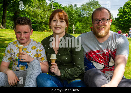 Bantry, Ireland. 3rd June, 2018. The West Lodge Hotel in Bantry held a Red Head Festival in Bantry over the weekend. A family is pictured enjoying the family fun day on Sunday. Credit: Andy Gibson/Alamy Live News. Stock Photo