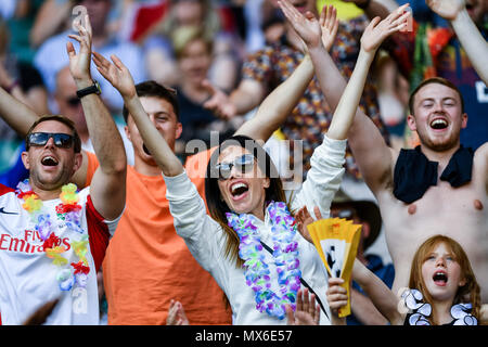 London, UK. 3rd Jun, 2018. The fans during HSBC World Rugby Sevens Series London at Twickenham Stadium on Sunday, 03 June 2018. ENGLAND, LONDON. Credit: Taka G Wu Credit: Taka Wu/Alamy Live News Stock Photo