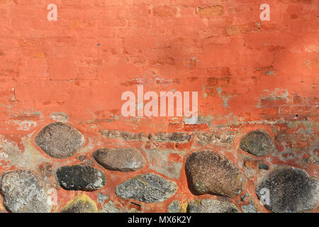 Ancient brick wall with big stones as background Stock Photo