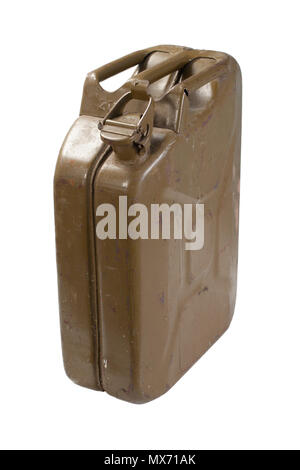 old green jerrycan isolated on white background Stock Photo