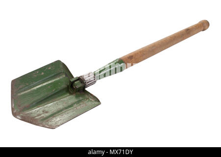 infantry small shovel isolated on white background Stock Photo