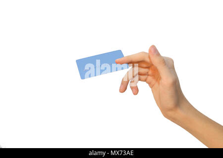 Hand holding credit card isolated on white Stock Photo